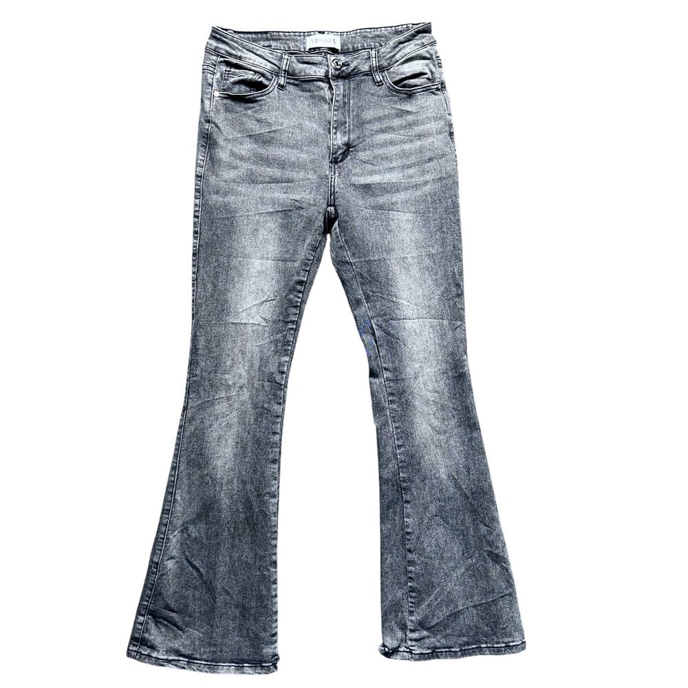 VIPONES Gray Bootcut Jeans Women Size 12 Mid Rise Stretch Denim Flare Leg Pants